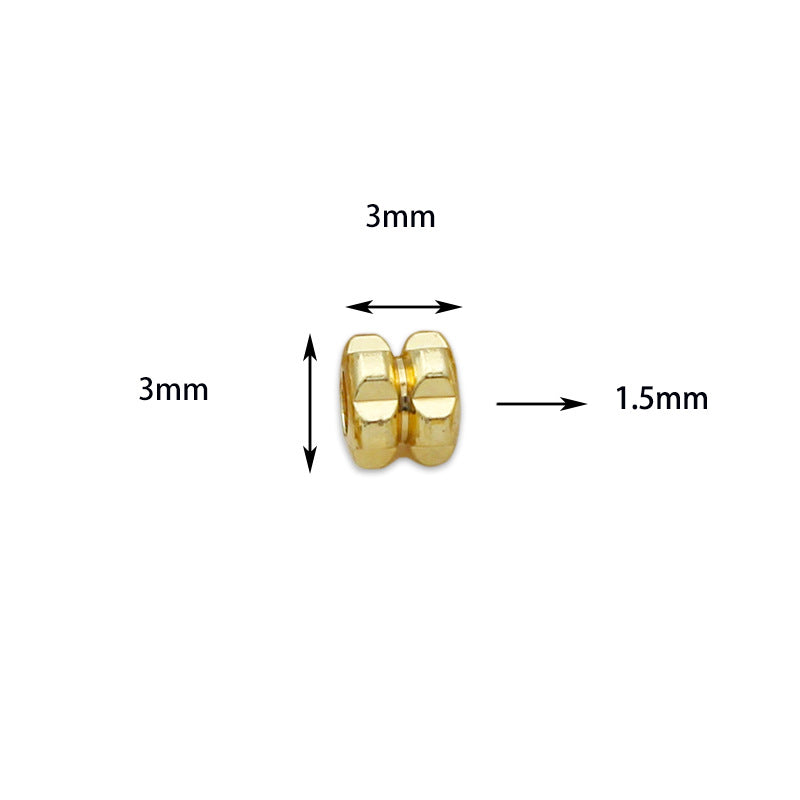 Wholesale Copper Plated 18K Gold 4mm Three Section Spacer Batch Flower Scattered Beads, 10 Pieces Per Package